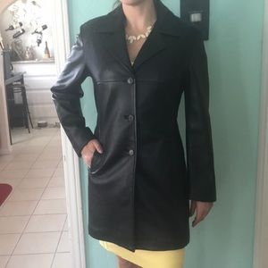Black Leather Dress Coat